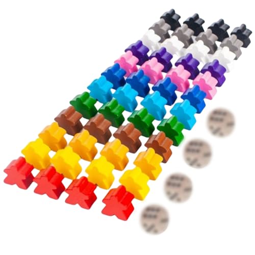 Tokaneit 105 Stück Halmakegel aus Holz und 5 Stück Würfel, Spielfiguren aus Holz für Brettspiele, Bunte Spielfiguren, Holzpuppen Spielfigurens, Bunte Spielfigurens