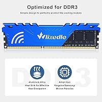 Wlizedle DDR3 Desktop Memory RAM 8GB 1600MHz CL11 UDIMM, PC Arbeitsspeicher PC3-12800 240-Pin 1,5V Non-ECC 2Rx8 Computer Speicher Upgrade für Rechner, Blau – Ansicht 4