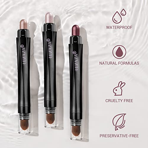 Luxaza 3Pcs Eyeshadow Stick Makeup Set,Creamy Eye Shadow Pencil Crayon For Eyes,Eye Brightener Stic With Smudgerk,Pink Brick Red Shadow Stick,Waterproof & Long Lasting Highlighter Makeup Stick #TOP6