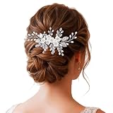 VYZUTR Tocado Novia de Pelo para Boda, Accesorios de Pelo Elegantes para Mujeres y Niñas (Blanco)