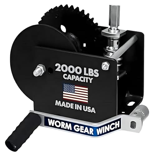Dutton-Lainson Company - Worm Gear Winch (WG2000HEX) with 5/8 Hex Drive - Rust-Resistant Finish for Heavy Equipment Lifting and Trailers - 2000 lb Capacity 40:1 Gear Ratio Drill or Manual Use