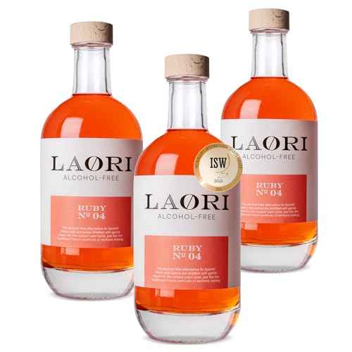 Laori Ruby No 04 Alkoholfreier Aperitif 3x500 ml | Vegan & kalorienarm | Alkoholfreier Spritz ohne künstliche Aromen | Fruchtig-frischer Geschmack | Perfekt für alkoholfreie Cocktails & Longdrinks