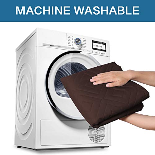 H.versailtex Futon Cover Reversible Sofa Slipcover Furniture Protector Water Resistant 2 Inch Wide Elastic Straps Futon Sofa Bed Pets Kids Dog Cat Fit Sitting Width Up To 70"(Futon, Brown/Beige) #TOP5