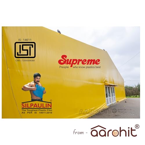 Image of Silpaulin Tarpaulin (15Ft X 18Ft) 120 GSM from 100% Waterproof UV Resistant Cross Laminated Multi Layer Tarpaulin Tirpal Reinforced Eyelets, Swiss Technology, Yellow, (15Ft X 18Ft)