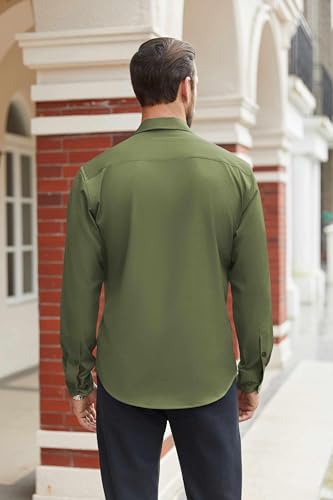 Image of COOFANDY Mens Stretch Dress Shirts Long Sleeve Button Down Shirt Regular Fit Formal Business Shirts