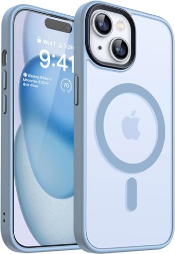 Image of VONZEE Magnetic Case Compatible with iPhone 15, MagSafe Compatible Translucent Matte TPU + Hard PC Back Cover, Anti-Scratch Shockproof Protective Phone Case, Slim Durable Design, Official Blue