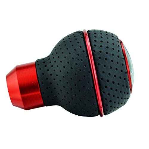 Abfer 5 Speed Shift Knob Leather Car Gear Shifter Lever Handle Knobs Fit Most Automatic Manual Vehicle (Red Line) #TOP7