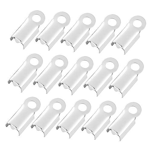 Operitacx 500pcs Smooth Square Clip Jewelry Making Kit Tinsel Ribbon Ends DIY Pendant Rope Bracelet Necklace Clamps