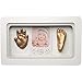 XX Small 40-2E-008 Cadre-Photo et Moulage Empreintes 3D Bébé Main et Pied Une Petite étoile est née 1 Photo et 2 moulages Blanc et doré MDF et PVC H18 x 4,2 x 29,5 cm