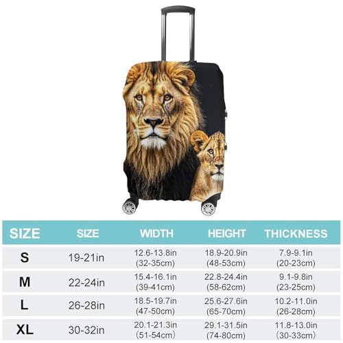 Mother Lion And Young Lion Elastic Luggage Cover Suitcase Protector for 19-32 Inch Suitcases | Universal Stretchable Travel Bag Cover | Anti-Scratch, Washable with Zipper Closure M2