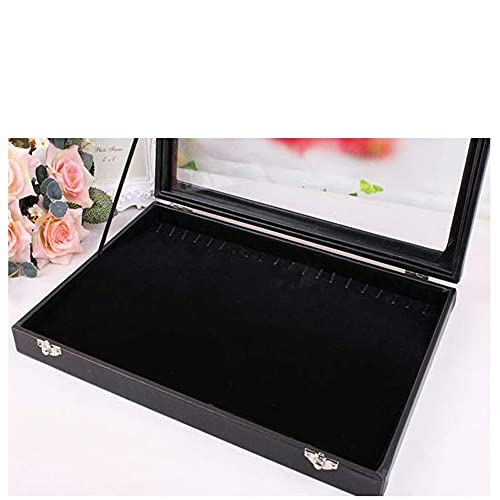 sieraden rek 20 Haken Ketting Lade Opbergdoos Sieraden Display Stapelbare Glas Top Afsluitbare Zwarte Fluwelen Dozen… - Afbeelding 3