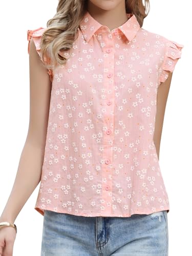 Haut à manches courtes à volants et motifs floraux pour style décontracté