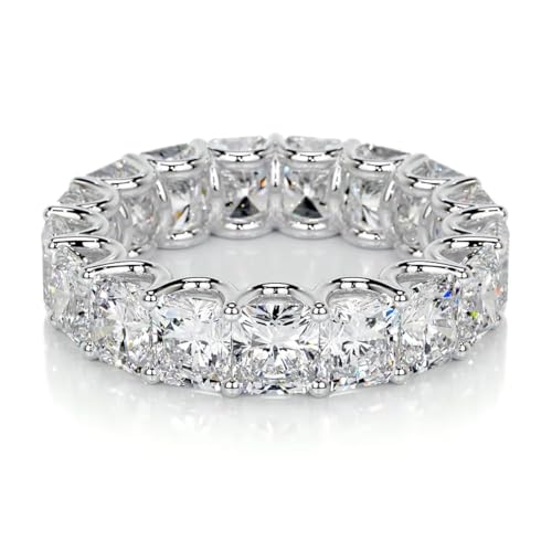 6 carats Princess Cut Wedding bands for women Moissanite wedding bands Platinum Plated Silver womens wedding rings