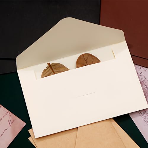 XINGSUI 80 Stück 14,13 * 2,75 Zoll Vintage Mini Umschläge, Klein Farbige Briefumschläge, Einfaches Flip Kleine Briefumschläge, für Grußkarten, Einladungen, Geschenke(Weiß)