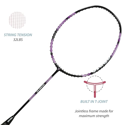 Image of TANSO Katana 2.0 Graphite Light Weight Carbon Fibre Strung Badminton Racket with Free Racquet Cover (80 Grams, 32 Lbs Tension, Strung Badminton Racket with Free Full Racquet Cover) (Purple)