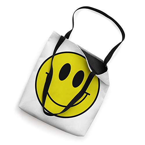 Bolso tipo tote amarillo con diseño de cara sonriente feliz estilo años 90 y Y2K miniatura 2