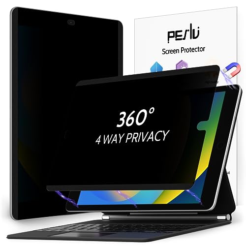 Image of Peslv 4-Way Magnetic Privacy Screen Protector for iPad 9th 8th 7th 10.2 Inch & iPad Air 3th & iPad Pro 10.5 inch, Removable 360 Spy Black Security Filter