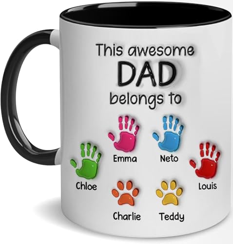 LOVELYPOD Custom Dad Mug with Kids Names, Father's Day Gift, Papa Mug for Men, Coffee Cup for Dad, Father's Day Mugs