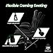N-GEN GAMING Video Gaming Chair Ergonomic Office Desk Chair with Lumbar Support Adjustable Height Padded Flip Up Arms and Swivel Wheels Racing Style Design for Adults with PU Leather (Black)