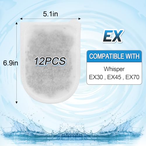 Image of MEWTOGO 12Pcs EX Filter Cartridges Compatible with Tetra Whisper EX30 /EX45 /EX70 Filters, Aquarium Replacement Filter with Ultra-Activated Carbon for Creating Fresh Clean Environment