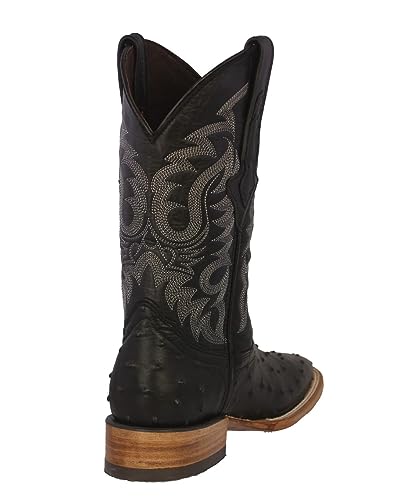 Texas Legacy Mens Black Western Leather Cowboy Boots Ostrich Quill Print Square3