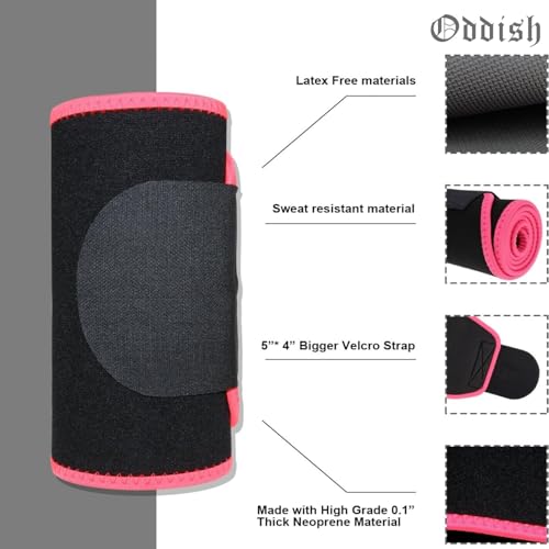 Image of ODDISH; way to fitness Waist Trimmer Belt - Sweat Slimming & Fat Burn Support /Adjustable Neoprene /Black /Pink - Free Size