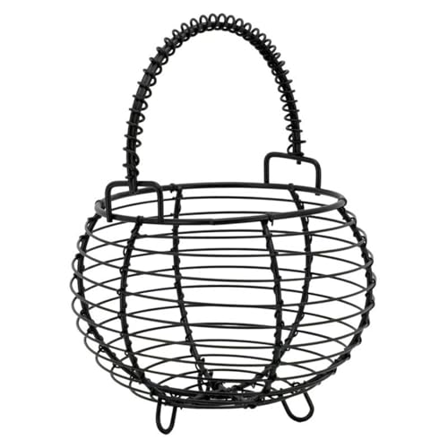 AUBRY GASPARD - Panier À Œufs en Métal Noir avec Anse Mobile - Diamètre 14 cm - Hauteur Ajustable 11-19 cm - Design Élégant et Pratique - Idéal pour Cuisine et...