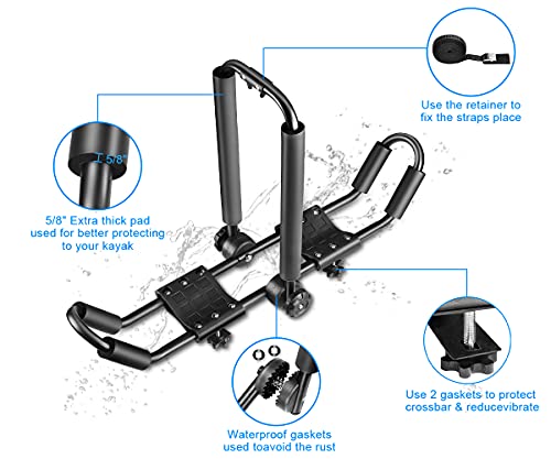 Drsports Universal Foldable Kayak Canoe Sup Carrier 3 In 1 Adjustable Car Roof Rack Mount J Shape Kayak Rack For Canoe, Sup, Kayaks, Surfboard And Ski Board Rooftop Mount On Suv, Car And Truck #TOP3
