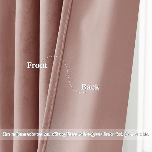 Image of StangH Pink Velvet Curtains 96 Inch Length, Luxury Mauve Drapes for High Ceiling Studio, Aesthetic Room Decor, Soundproof Thermal Insulated Window Panels, W52 x L96, 2 Panels