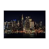  Tableau Ville de Nuit,Bâtiments de la ville de Manhattan,Tableau Tableaux Decoration Murale Photo Image Artistique Photographie Graphique Ville New York Paysages30x20cm(12x8in) Sans cadre