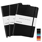 foroxin Lined Journal Notebook Black Leather for Women Men 3 Pack 8.3 x 5.7 Large College Ruled 192