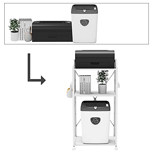 Vedecasa Large Modern White 3-Tier Mobile Printer Stand Computer Tower Stand Pc Stand Cpu Stand Wooden Adjustable Shelf For Home Office Kitchen Organizer Storage With 8 Hooks #TOP6