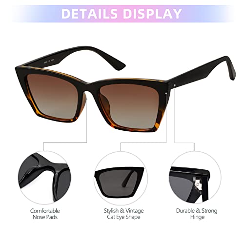 JOOX Polarized Classic Square Cat Eye Sunglasses for Women, Trendy shades with 100% UV protection4