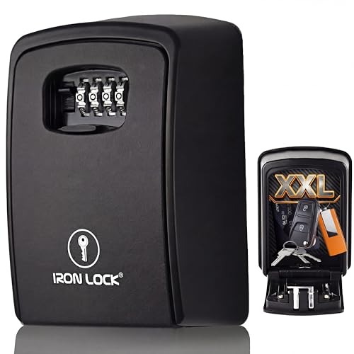 Iron Lock® XXL Wall Mount Key Lock Box, Outdoor Combination Code (Black)…