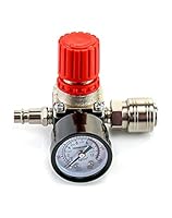 QWORK® Druckregler des Luftkompressors, 1/4\ EU-Standard Druckregelventil Druckschaltventil mit 175PSI 12Bar Manometer für Luftkompressor (4 Löcher)