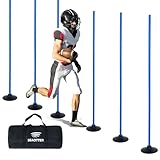 SEAOTTER Soccer Agility Poles Set, 6 Pcs 6FT Adjustable Sports Trainning Speed Poles Slalom Poles with Rubber Base, Agility Training Equipment for Football, Rugby, Basketball, Indoor & Outdoor