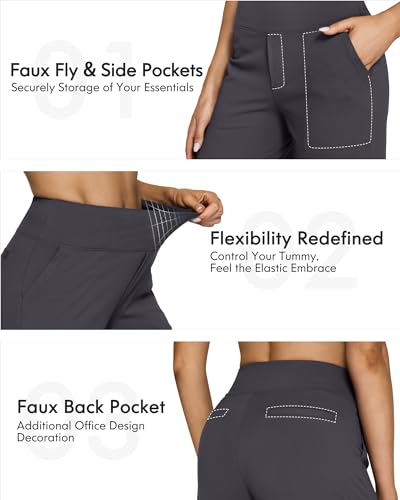 Image of G4Free EverGoing Yoga Pants Women Wide Leg Pants with Pockets High Waist Stretch Dress Casual Sweatpants Petite /Regular /Tall