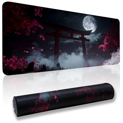 Yanen Large Mouse Mat 800x300x3mm Gaming Mouse Pad with Non-Slip Rubber Base Water-Resistant Coating & Stitched Edges Desk Mat for Home Office (800 x 300 x 3 mm Moon)