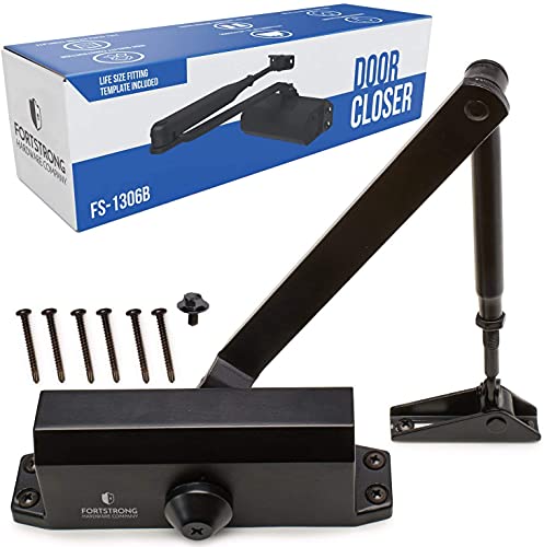 Door Closer Black FS-1306B Automatic Adjustable Mechanism Grade 3 Spring Hydraulic Auto Door-Closer with Easy Installation Life Size Fitting Template & Instructions & Installation Video #1