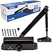Door Closer Black FS-1306B Automatic Adjustable Mechanism Grade 3 Spring Hydraulic Auto Door-Closer with Easy Installation Life Size Fitting Template & Instructions & Installation Video