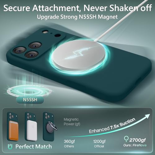 Image of FireNova Magnetic for iPhone 17 Pro Case, Compatible with MagSafe, [Integrated Silicone Camera Control Button] [Camera Protection] Anti-Scratch Microfiber Lining Phone Case, 6.3 inch, Teal