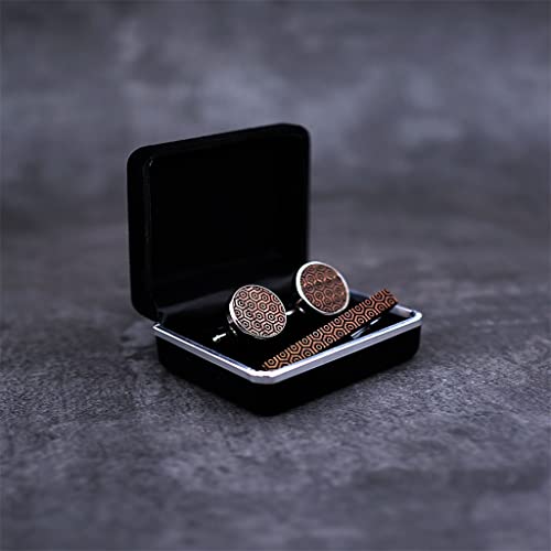 Flashing Shirt Manchetknopen Pin Tie Clip Houten Manchetknopen Party Mannen Tie Clip Set Groom Wedding Business (Color : A, Size : One size) - Image 5