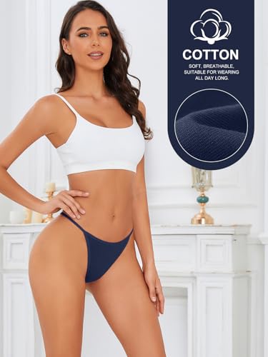 Image of oshkang Cotton G-String Thongs for Women Underwear Breathable Stretch Low Rise Panties T-back Sexy Ladies 8 Pack
