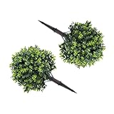 Yctze 2 Stück Künstlicher Eukalyptus-Topiary-Kugelbaum 17,7-Zoll-PE-Kunstpflanze mit Kunstgrün-Strauchstrauch mit Erdspieß für Garten, Veranda, Hof, Terrasse und Veranda-Dekoration
