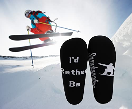 G2Tup 2 Pairs Skiing Socks Skier Gift Snowboarder Casual Socks For Snowboarding Lovers I’d Rather Be Snowboarding (Skiing Socks) #TOP4