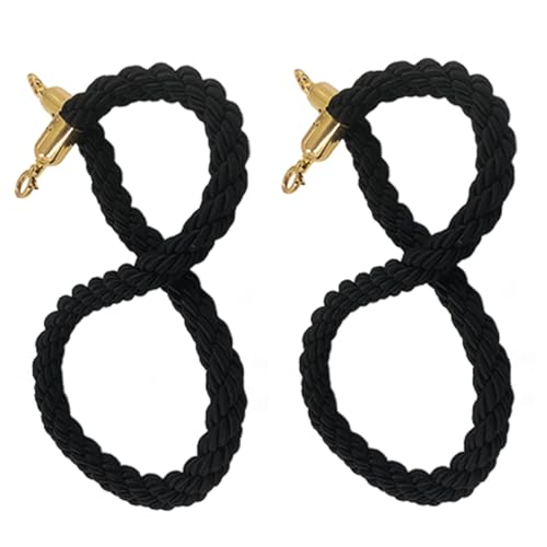 Juego De 2 Cuerdas De Terciopelo Negro, Cuerda Trenzada De Soporte para Grandes Inauguraciones, Fiestas De Alfombra Roja, Cuerda De Barrera De Seguridad De 3 3,3 4 5 6 6,6 Pies con Ganchos (Color: