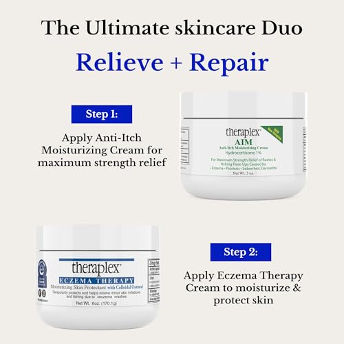 Image of Theraplex AIM - Anti-Itch Moisturizing Cream (3 oz) - Non-stinging, Relieves Itching, Rashes, Flare Ups - Helps Repair & Restore the Skin's Natural Protective Barrier (Pack of 2)