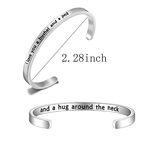 I Love You a Bushel and a Peck Cuff Bracelet Mother Daughter Bracelet Grandma Gift2