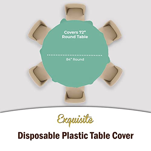 Image of Party Solids Mint Round Plastic Tablecloth - 84 Inch, Pack of 24
