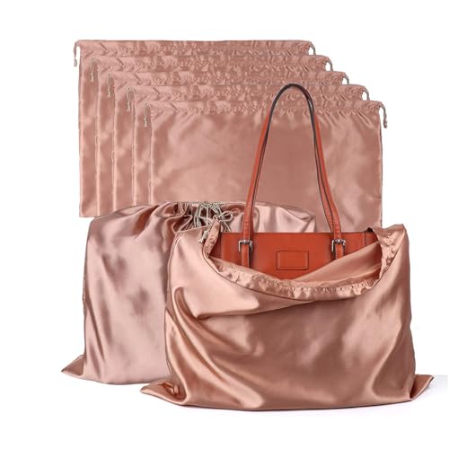 Lckaey handbags Dust Bags for Purse and shoes-travel or home storage-drawstring Purse dust bag organizer?5 Pack? Y1010brown-L